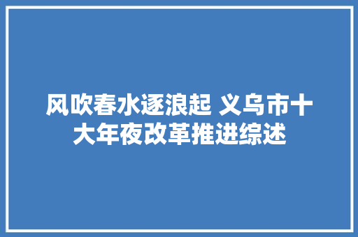风吹春水逐浪起 义乌市十大年夜改革推进综述