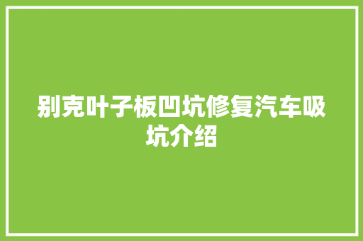 别克叶子板凹坑修复汽车吸坑介绍