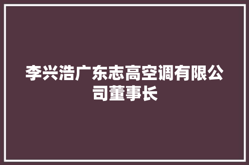 李兴浩广东志高空调有限公司董事长