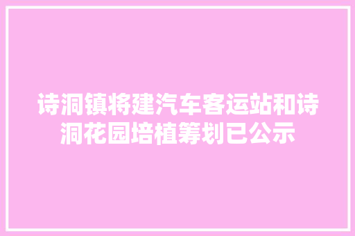 诗洞镇将建汽车客运站和诗洞花园培植筹划已公示