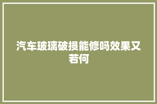 汽车玻璃破损能修吗效果又若何