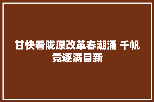 甘快看陇原改革春潮涌 千帆竞逐满目新
