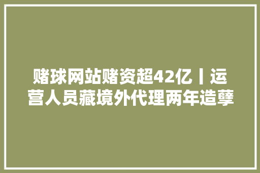 赌球网站赌资超42亿丨运营人员藏境外代理两年造孽获利1500万元