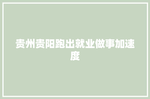 贵州贵阳跑出就业做事加速度