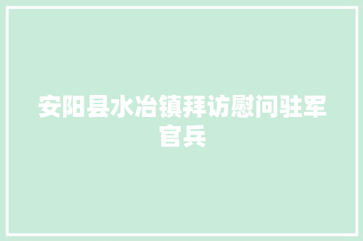 安阳县水冶镇拜访慰问驻军官兵