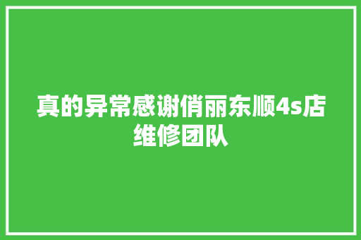 真的异常感谢俏丽东顺4s店维修团队