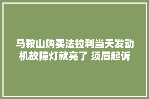 马鞍山购买法拉利当天发动机故障灯就亮了 须眉起诉索赔 汽车知识