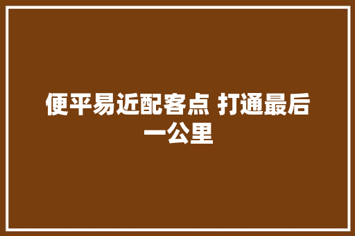 便平易近配客点 打通最后一公里
