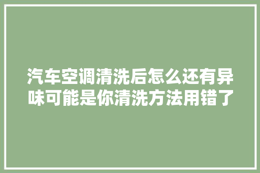 汽车空调清洗后怎么还有异味可能是你清洗方法用错了