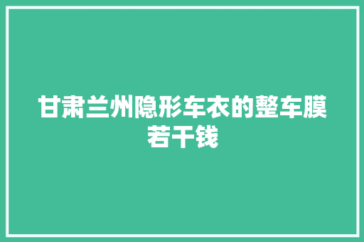 甘肃兰州隐形车衣的整车膜若干钱