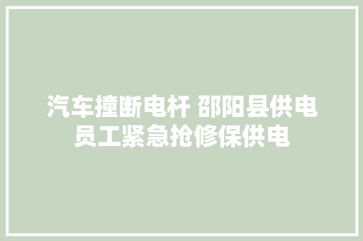 汽车撞断电杆 邵阳县供电员工紧急抢修保供电