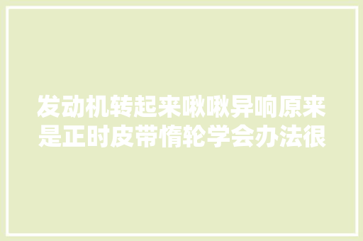 发动机转起来啾啾异响原来是正时皮带惰轮学会办法很重要