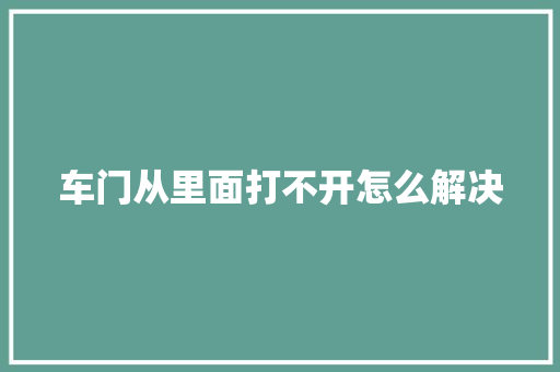 车门从里面打不开怎么解决