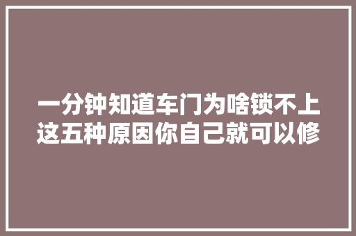 一分钟知道车门为啥锁不上这五种原因你自己就可以修复