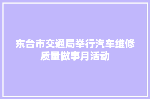 东台市交通局举行汽车维修质量做事月活动