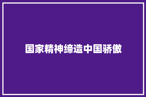 国家精神缔造中国骄傲