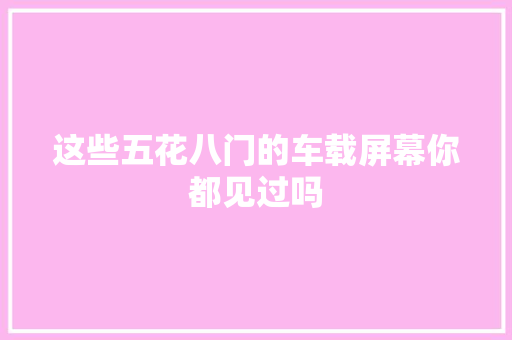 这些五花八门的车载屏幕你都见过吗