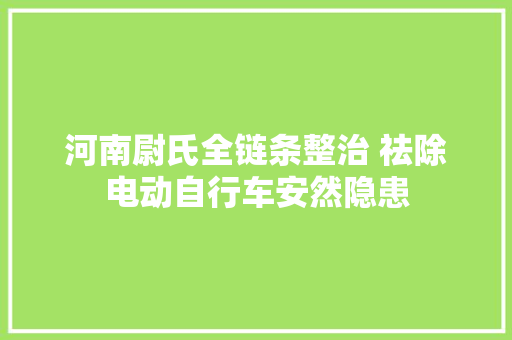 河南尉氏全链条整治 祛除电动自行车安然隐患