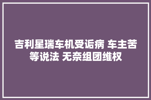 吉利星瑞车机受诟病 车主苦等说法 无奈组团维权