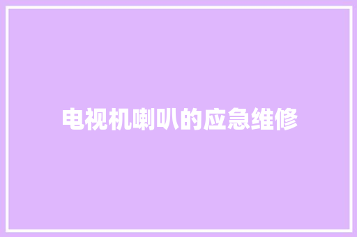 电视机喇叭的应急维修
