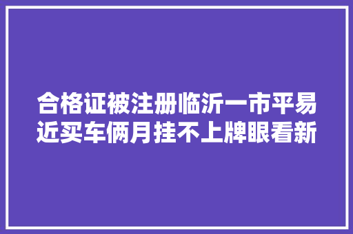 合格证被注册临沂一市平易近买车俩月挂不上牌眼看新车成摆设