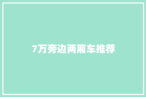 7万旁边两厢车推荐