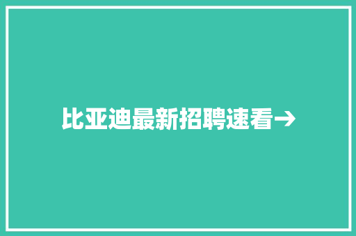 比亚迪最新招聘速看→