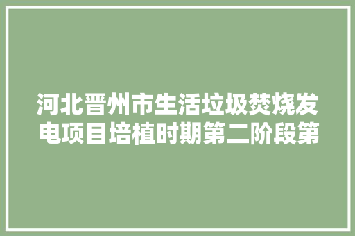 河北晋州市生活垃圾焚烧发电项目培植时期第二阶段第三方监管做事项目采购招标通知书记