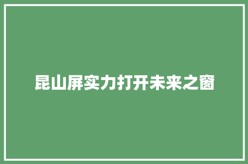 昆山屏实力打开未来之窗