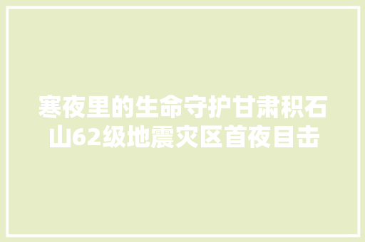 寒夜里的生命守护甘肃积石山62级地震灾区首夜目击