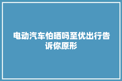 电动汽车怕晒吗至优出行告诉你原形