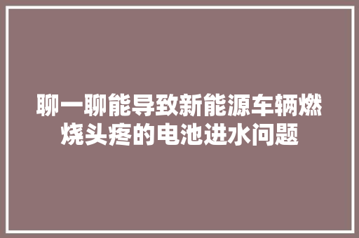 聊一聊能导致新能源车辆燃烧头疼的电池进水问题