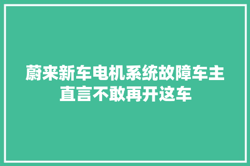 蔚来新车电机系统故障车主直言不敢再开这车