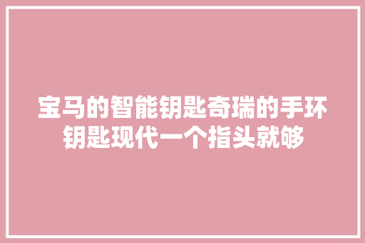 宝马的智能钥匙奇瑞的手环钥匙现代一个指头就够