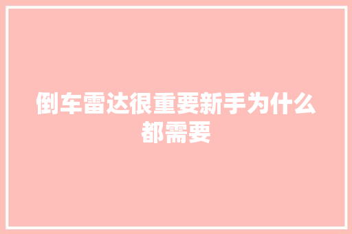 倒车雷达很重要新手为什么都需要