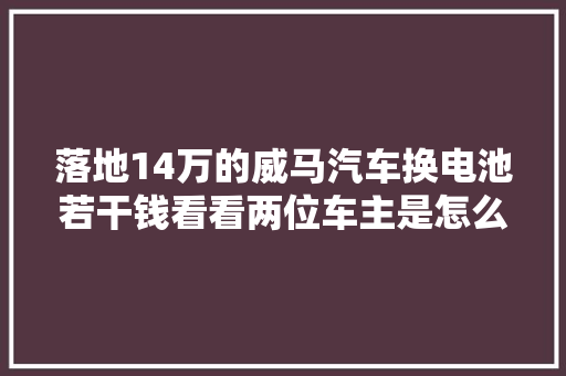 落地14万的威马汽车换电池若干钱看看两位车主是怎么说的 汽车知识