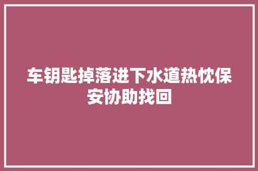 车钥匙掉落进下水道热忱保安协助找回
