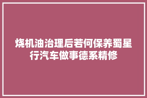 烧机油治理后若何保养蜀星行汽车做事德系精修