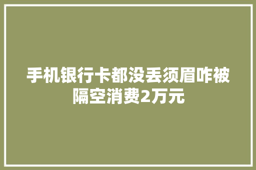 手机银行卡都没丢须眉咋被隔空消费2万元