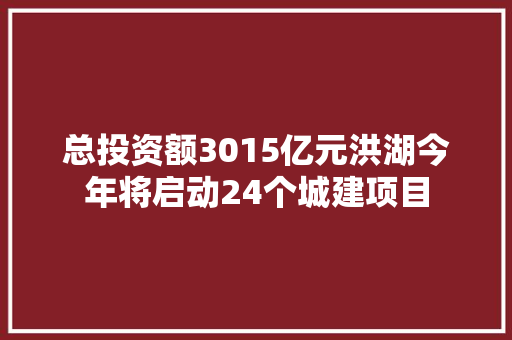 总投资额3015亿元洪湖今年将启动24个城建项目