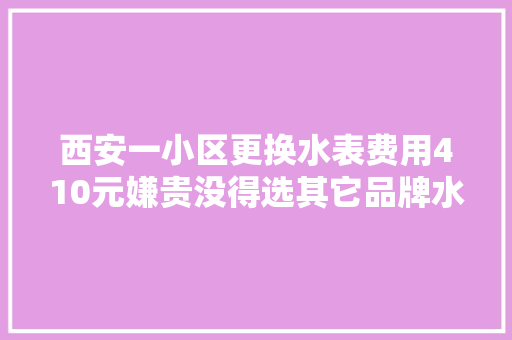 西安一小区更换水表费用410元嫌贵没得选其它品牌水表不兼容