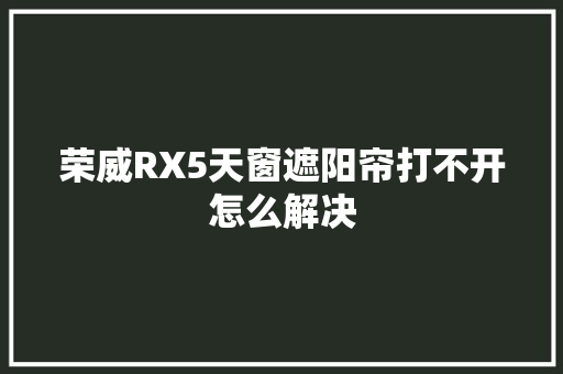 荣威RX5天窗遮阳帘打不开怎么解决
