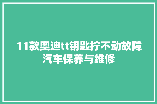 11款奥迪tt钥匙拧不动故障汽车保养与维修