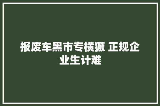 报废车黑市专横獗 正规企业生计难