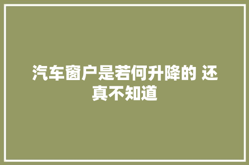 汽车窗户是若何升降的 还真不知道