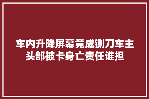 车内升降屏幕竟成铡刀车主头部被卡身亡责任谁担
