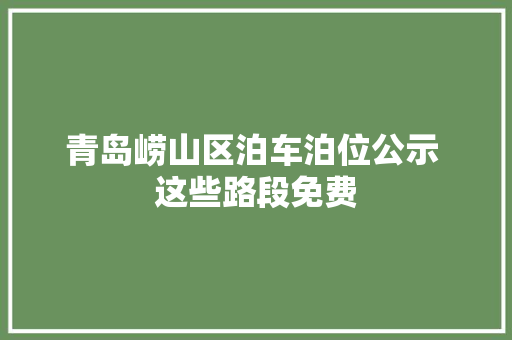 青岛崂山区泊车泊位公示 这些路段免费