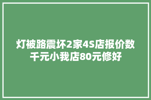 灯被路震坏2家4S店报价数千元小我店80元修好