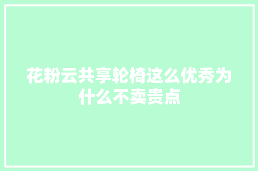 花粉云共享轮椅这么优秀为什么不卖贵点