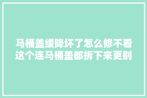 马桶盖缓降坏了怎么修不看这个连马桶盖都拆下来更别提维修了